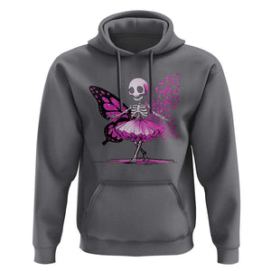 Pink Breast Cancer Hoodie Cute Ballerina Skeleton Ribbon Buterfly TS09 Charcoal Print Your Wear
