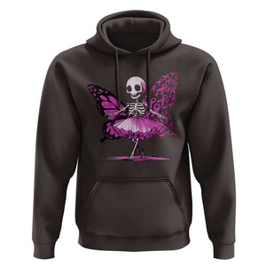 Pink Breast Cancer Hoodie Cute Ballerina Skeleton Ribbon Buterfly TS09 Dark Chocolate Print Your Wear