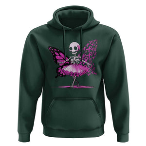 Pink Breast Cancer Hoodie Cute Ballerina Skeleton Ribbon Buterfly TS09 Dark Forest Green Print Your Wear