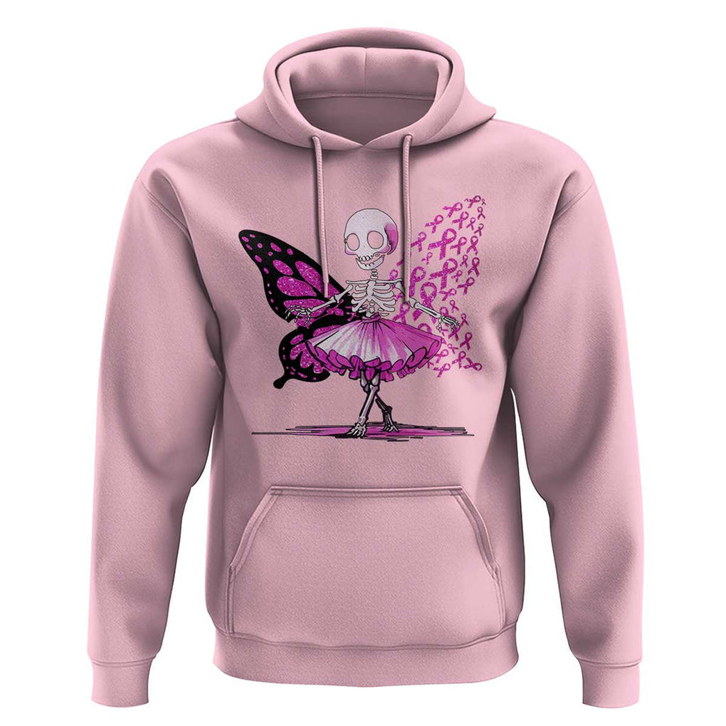 Pink Breast Cancer Hoodie Cute Ballerina Skeleton Ribbon Buterfly TS09 Light Pink Print Your Wear