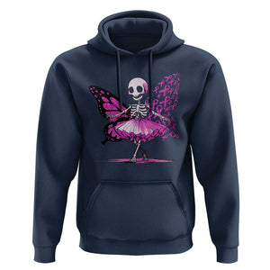 Pink Breast Cancer Hoodie Cute Ballerina Skeleton Ribbon Buterfly TS09 Navy Print Your Wear