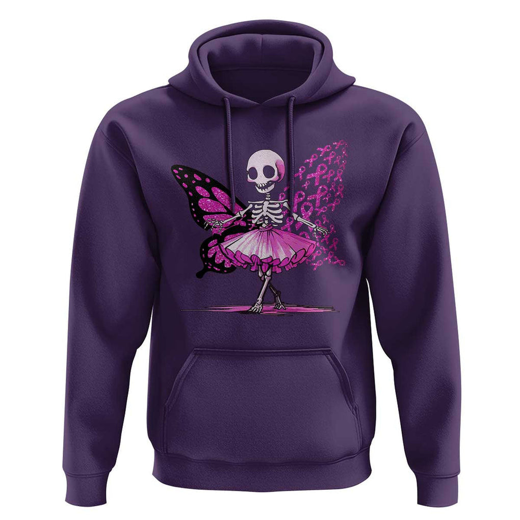 Pink Breast Cancer Hoodie Cute Ballerina Skeleton Ribbon Buterfly TS09 Purple Print Your Wear
