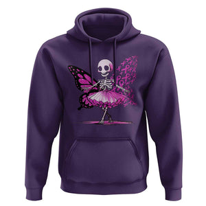 Pink Breast Cancer Hoodie Cute Ballerina Skeleton Ribbon Buterfly TS09 Purple Print Your Wear