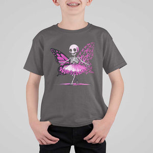 Pink Breast Cancer T Shirt For Kid Cute Ballerina Skeleton Ribbon Buterfly TS09 Dark Chocolate Print Your Wear