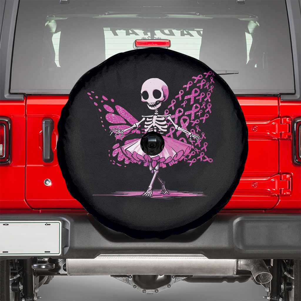 Pink Breast Cancer Spare Tire Cover Cute Ballerina Skeleton Ribbon Buterfly TS09 Black Print Your Wear