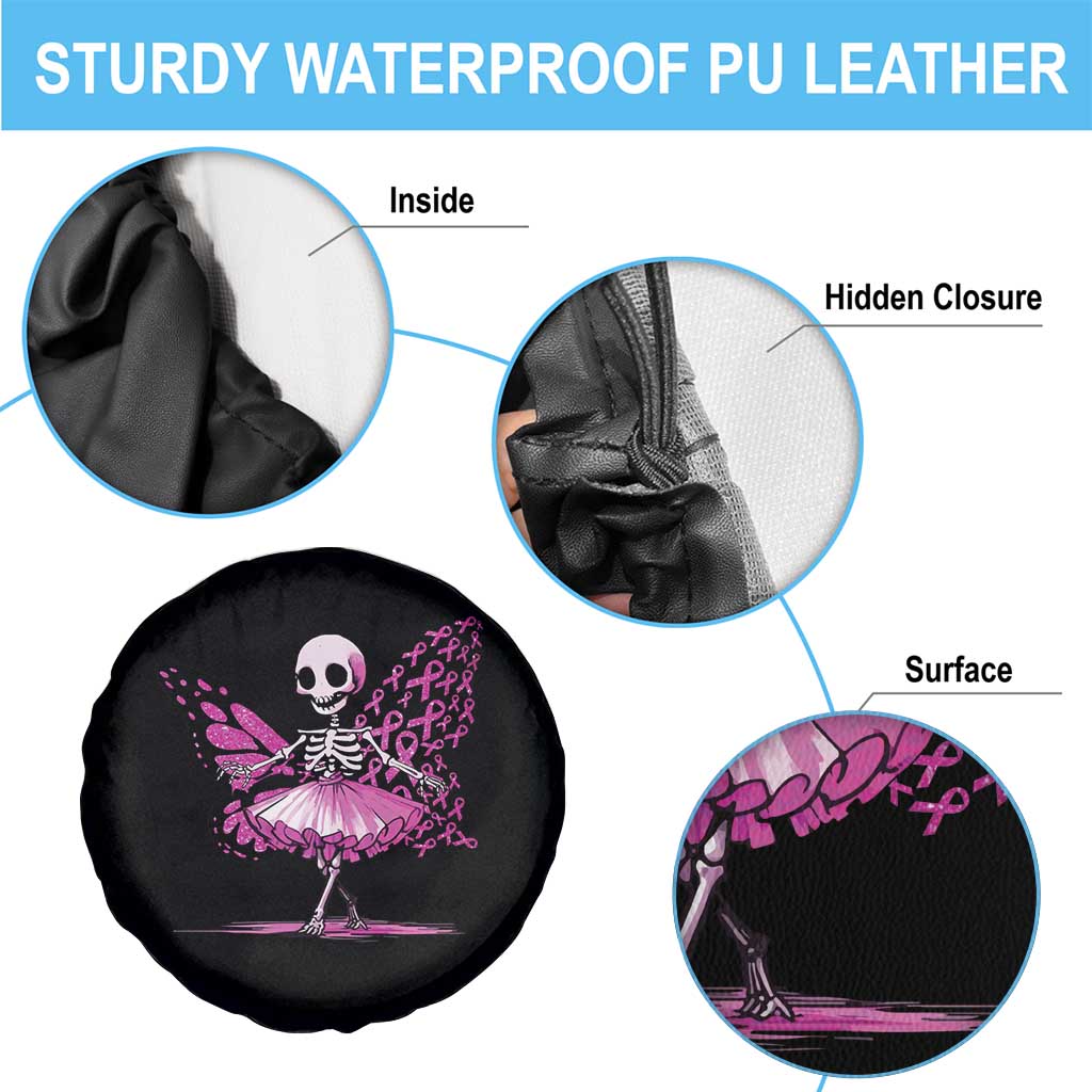 Pink Breast Cancer Spare Tire Cover Cute Ballerina Skeleton Ribbon Buterfly TS09 Print Your Wear