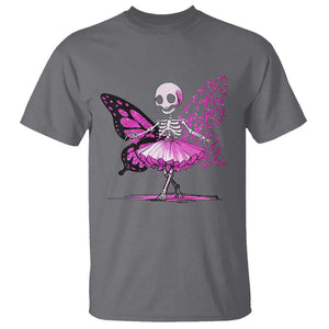 Pink Breast Cancer T Shirt Cute Ballerina Skeleton Ribbon Buterfly TS09 Charcoal Print Your Wear