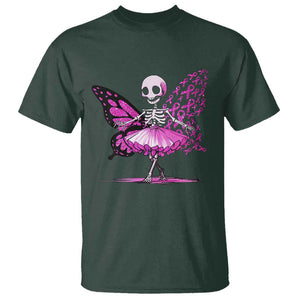 Pink Breast Cancer T Shirt Cute Ballerina Skeleton Ribbon Buterfly TS09 Dark Forest Green Print Your Wear