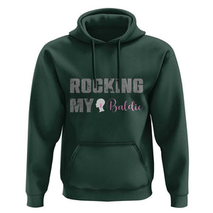 Breast Cancer Chemotherapy Hoodie Rocking My Baldie Slay Bald Lady TS09 Dark Forest Green Print Your Wear