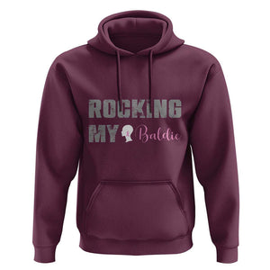Breast Cancer Chemotherapy Hoodie Rocking My Baldie Slay Bald Lady TS09 Maroon Print Your Wear