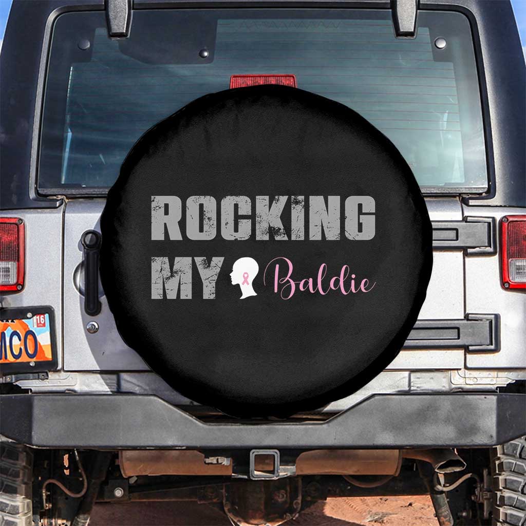 Breast Cancer Chemotherapy Spare Tire Cover Rocking My Baldie Slay Bald Lady TS09 No hole Black Print Your Wear
