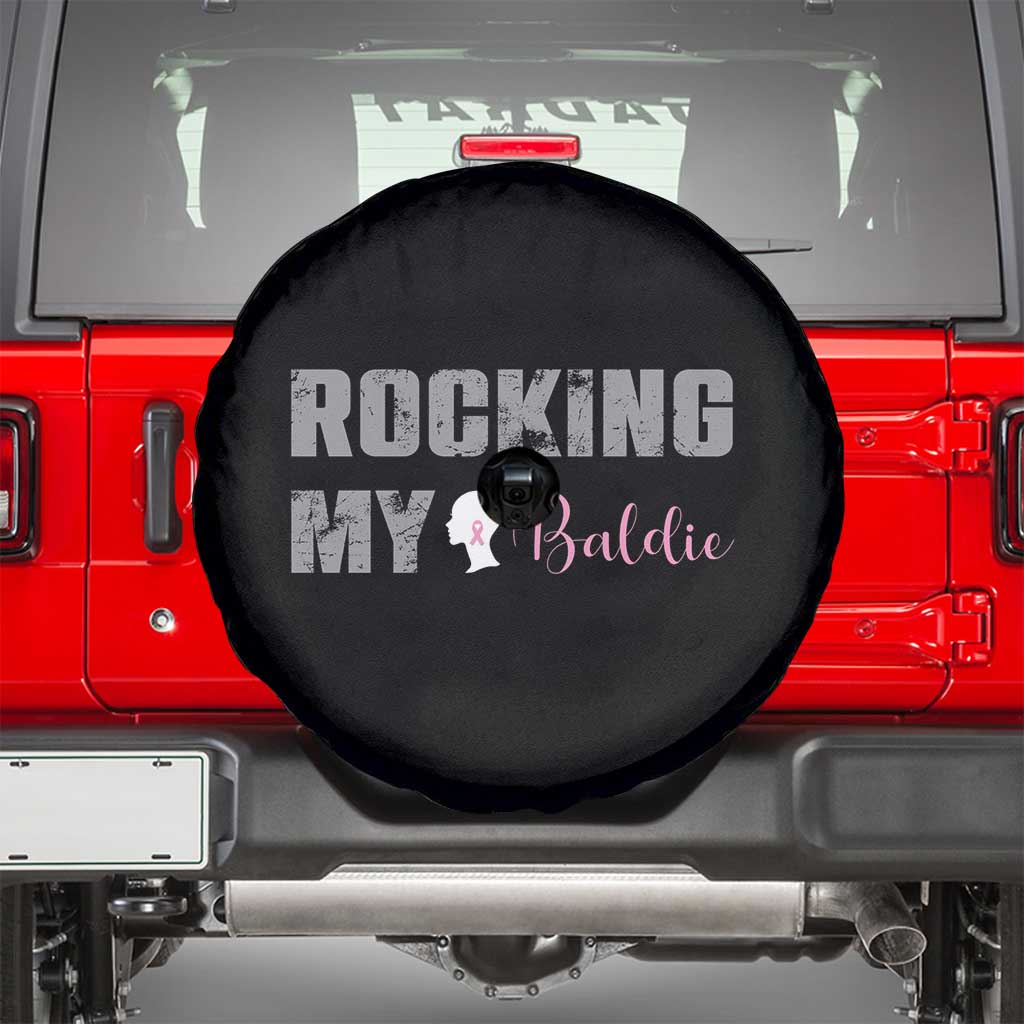 Breast Cancer Chemotherapy Spare Tire Cover Rocking My Baldie Slay Bald Lady TS09 Black Print Your Wear