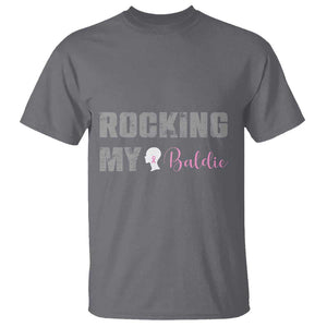 Breast Cancer Chemotherapy T Shirt Rocking My Baldie Slay Bald Lady TS09 Charcoal Print Your Wear