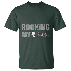 Breast Cancer Chemotherapy T Shirt Rocking My Baldie Slay Bald Lady TS09 Dark Forest Green Print Your Wear