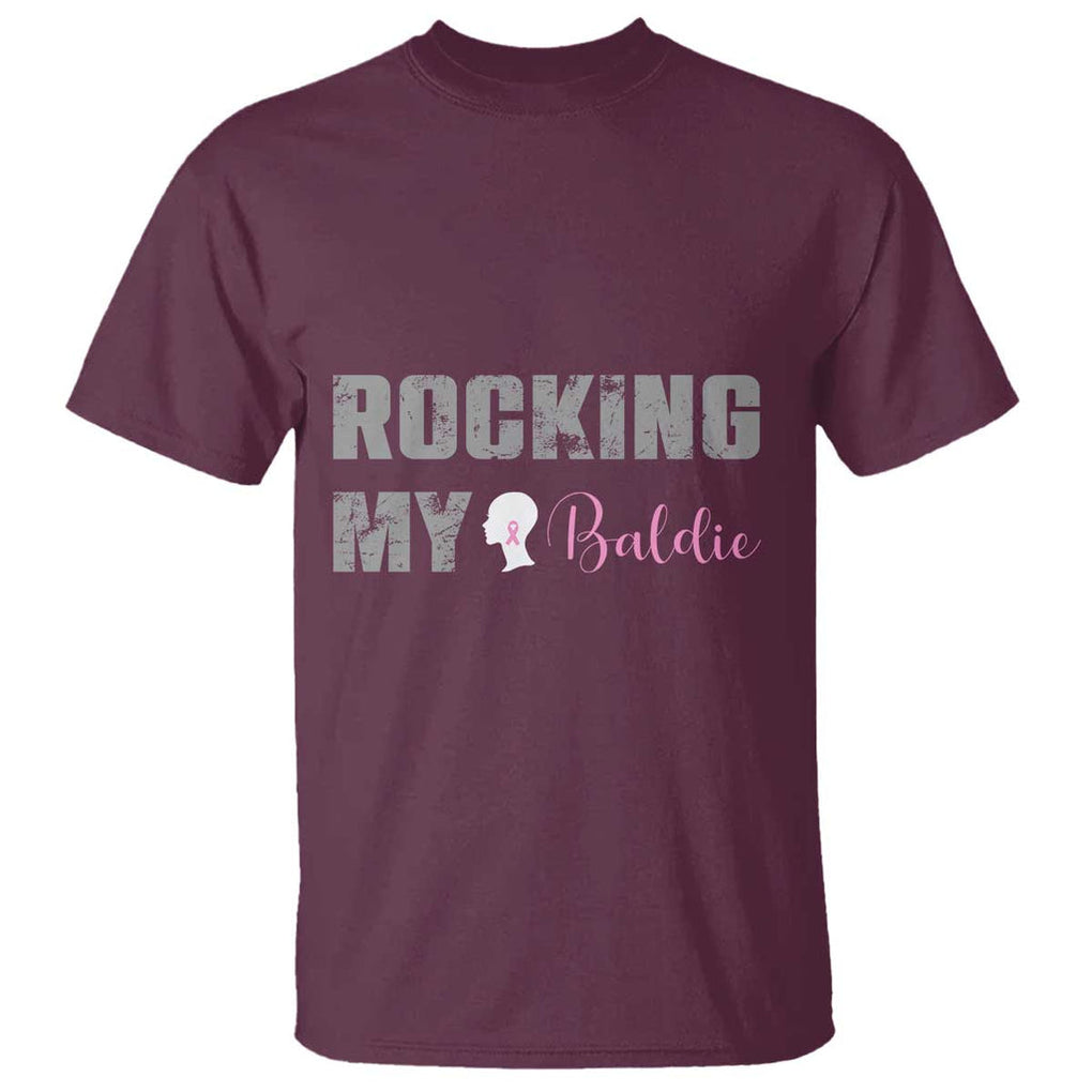 Breast Cancer Chemotherapy T Shirt Rocking My Baldie Slay Bald Lady TS09 Maroon Print Your Wear