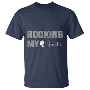 Breast Cancer Chemotherapy T Shirt Rocking My Baldie Slay Bald Lady TS09 Navy Print Your Wear