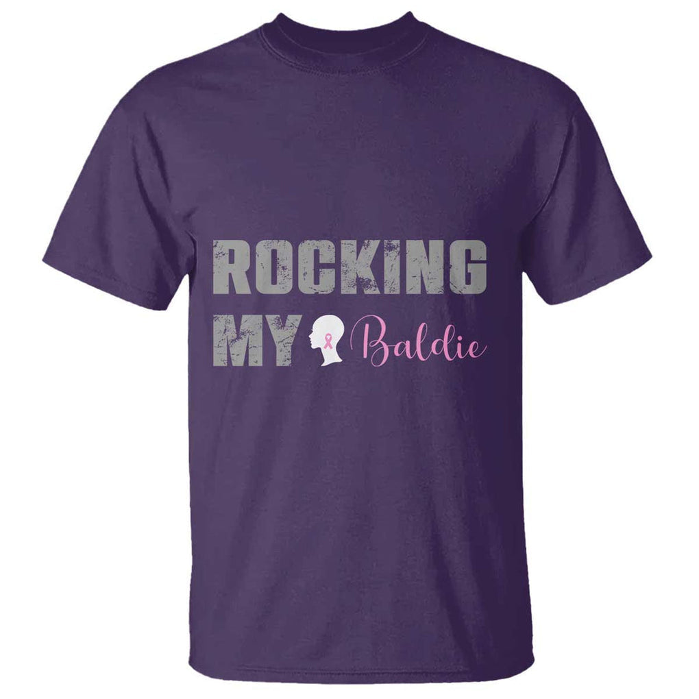 Breast Cancer Chemotherapy T Shirt Rocking My Baldie Slay Bald Lady TS09 Purple Print Your Wear