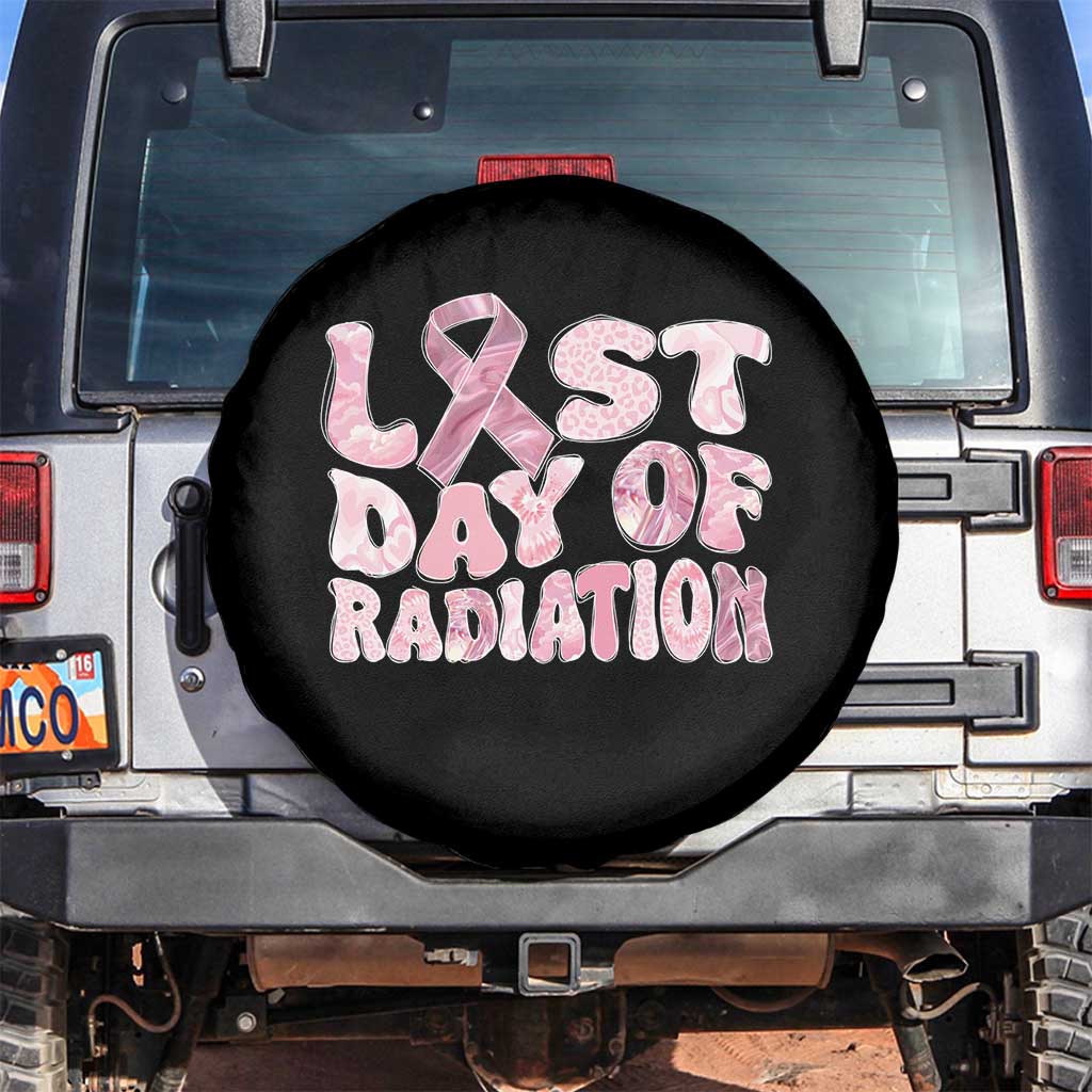 Pink Breast Cancer Chemotherapy Spare Tire Cover Last Day Of Radiation Pink Ribbon TS09 No hole Black Print Your Wear