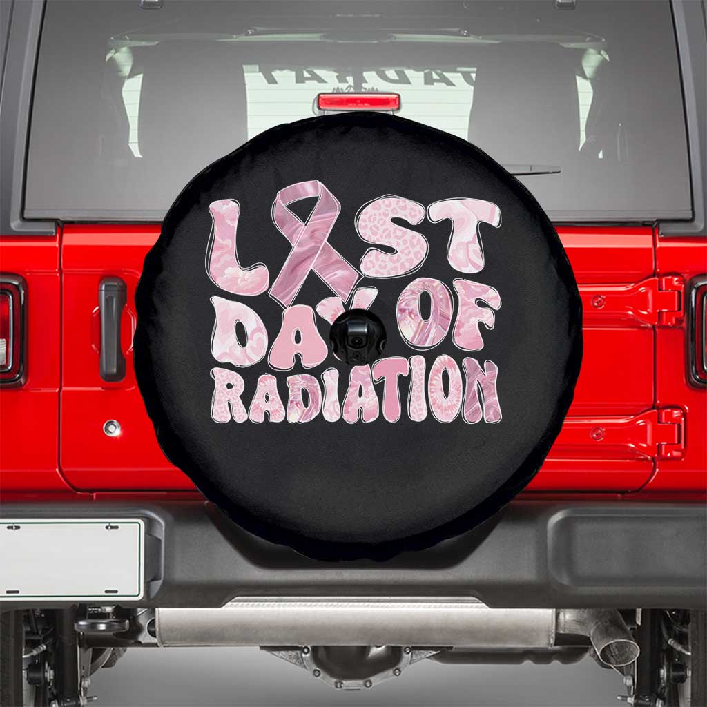 Pink Breast Cancer Chemotherapy Spare Tire Cover Last Day Of Radiation Pink Ribbon TS09 Black Print Your Wear