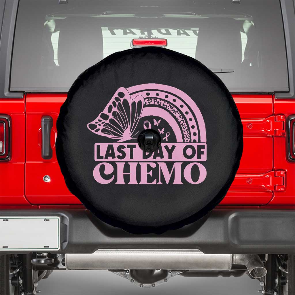 Breast Cancer Chemotherapy Spare Tire Cover Last Day Of Chemo Pink Ribbon TS09 Black Print Your Wear