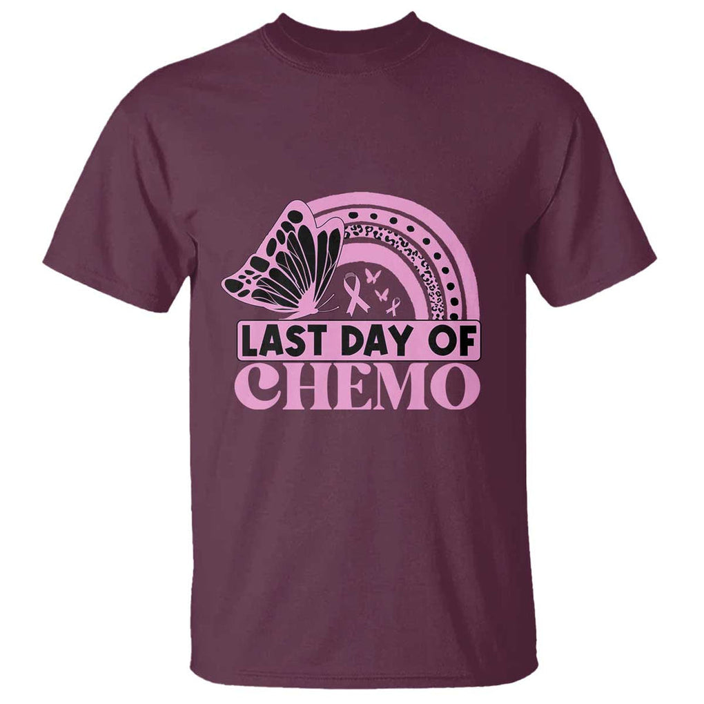 Breast Cancer Chemotherapy T Shirt Last Day Of Chemo Pink Ribbon TS09 Maroon Print Your Wear