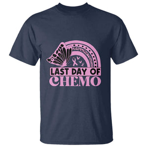 Breast Cancer Chemotherapy T Shirt Last Day Of Chemo Pink Ribbon TS09 Navy Print Your Wear