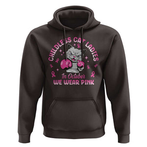 Breast Cancer Childless Cat Lady Hoodie In October We Wear Pink TS09 Dark Chocolate Print Your Wear
