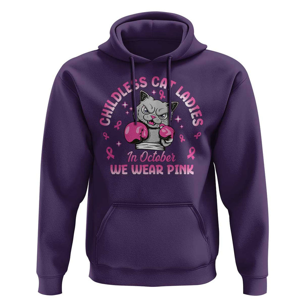 Breast Cancer Childless Cat Lady Hoodie In October We Wear Pink TS09 Purple Print Your Wear