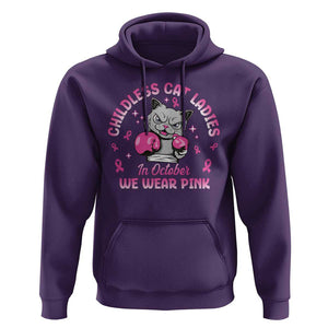 Breast Cancer Childless Cat Lady Hoodie In October We Wear Pink TS09 Purple Print Your Wear