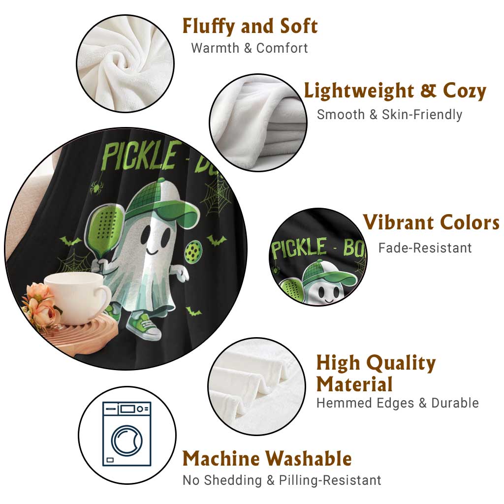 Halloween Pickleball Throw Blanket Pickle Boo Cute Ghost TS09 Print Your Wear