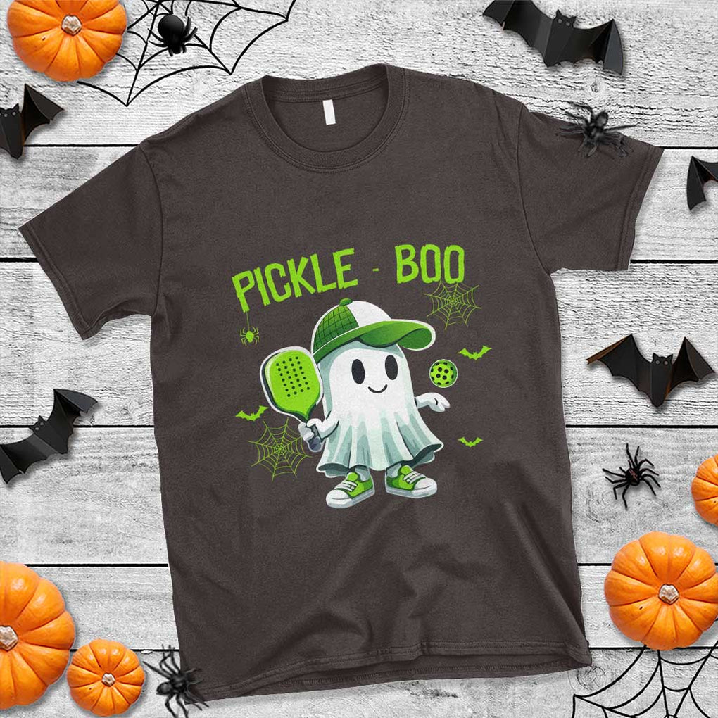 Halloween Pickleball T Shirt Pickle Boo Cute Ghost TS09 Dark Chocolate Print Your Wear