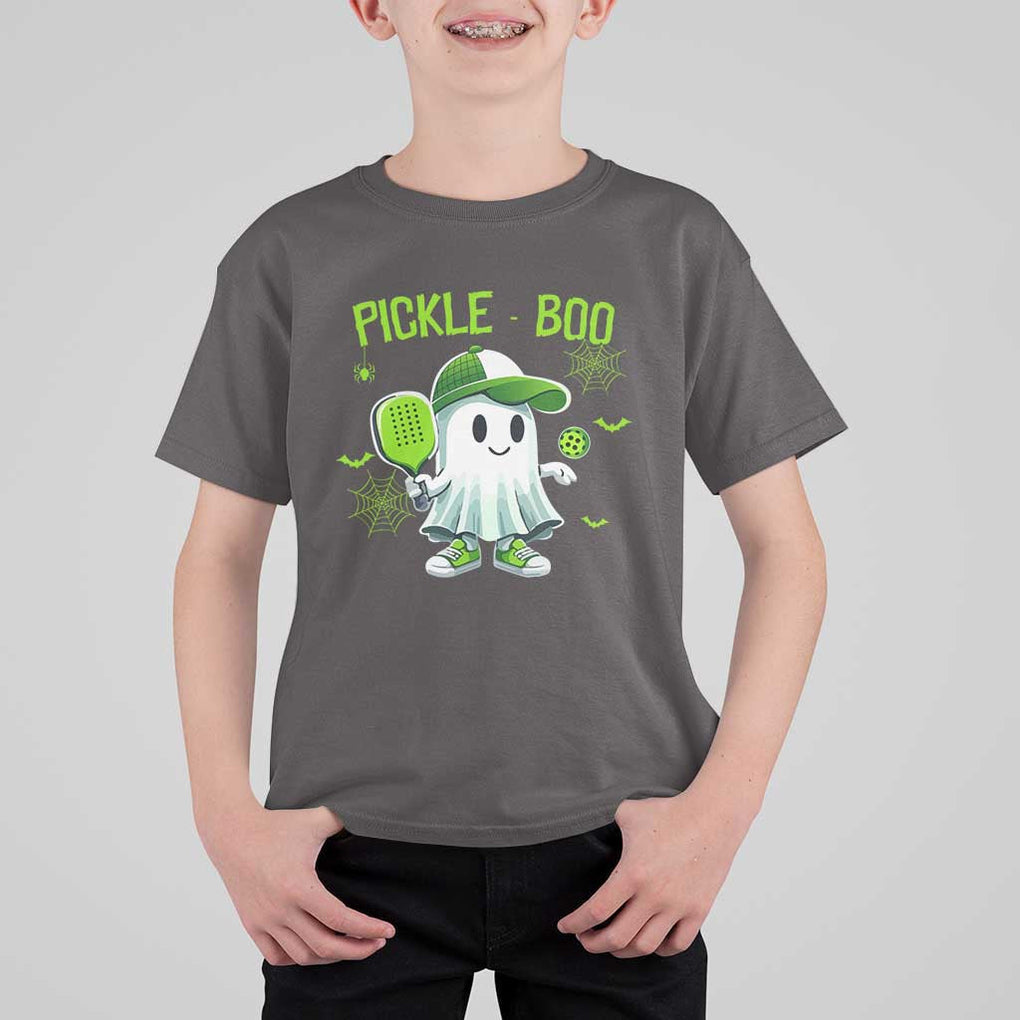 Halloween Pickleball T Shirt For Kid Pickle Boo Cute Ghost TS09 Dark Chocolate Print Your Wear