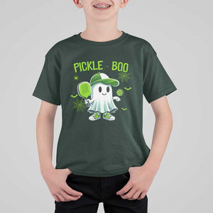 Halloween Pickleball T Shirt For Kid Pickle Boo Cute Ghost TS09 Dark Forest Green Print Your Wear