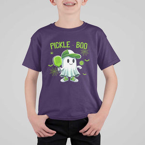 Halloween Pickleball T Shirt For Kid Pickle Boo Cute Ghost TS09 Purple Print Your Wear