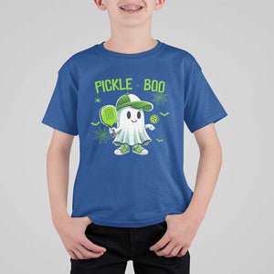 Halloween Pickleball T Shirt For Kid Pickle Boo Cute Ghost TS09 Royal Blue Print Your Wear