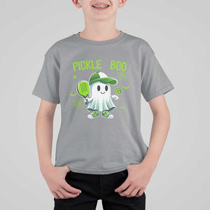 Halloween Pickleball T Shirt For Kid Pickle Boo Cute Ghost TS09 Sport Gray Print Your Wear