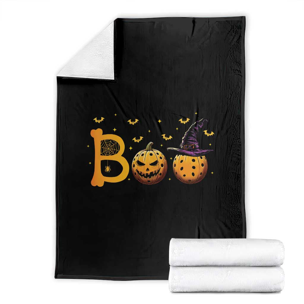 Halloween Pickleball Throw Blanket Boo Pickle Ball Witch Pumpkin TS09 Black Print Your Wear