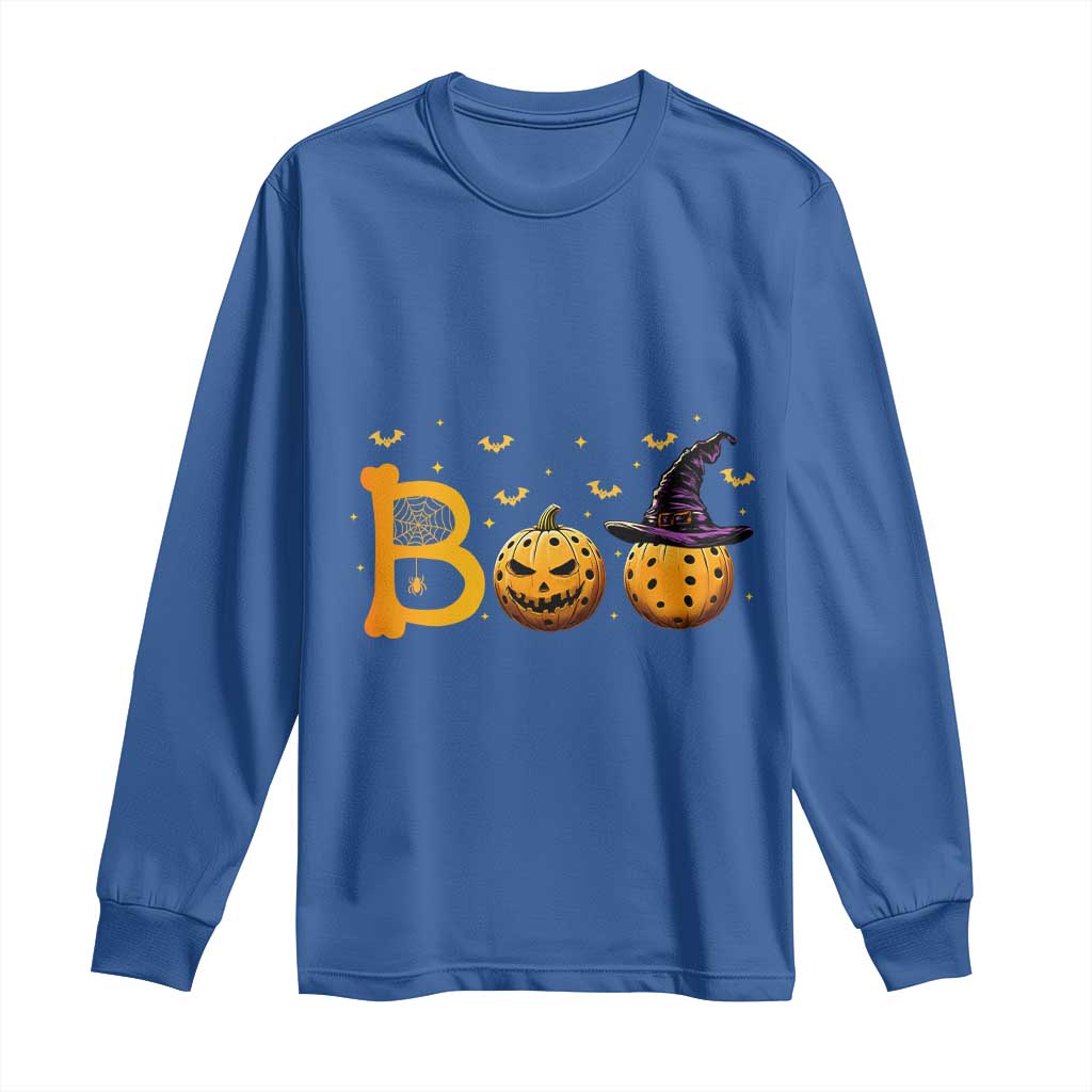 Halloween Pickleball Long Sleeve Shirt Boo Pickle Ball Witch Pumpkin TS09 Royal Blue Print Your Wear