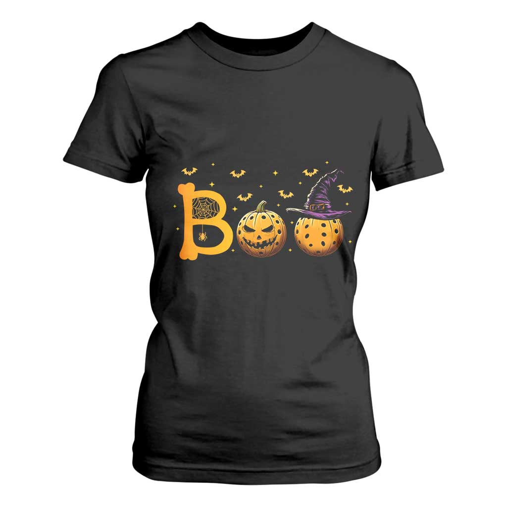 Halloween Pickleball T Shirt For Women Boo Pickle Ball Witch Pumpkin TS09 Black Print Your Wear
