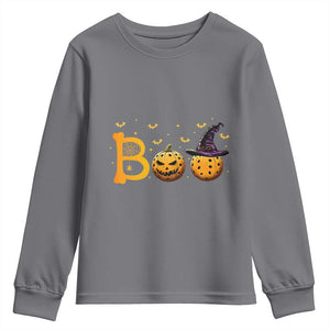 Halloween Pickleball Youth Sweatshirt Boo Pickle Ball Witch Pumpkin TS09 Charcoal Print Your Wear