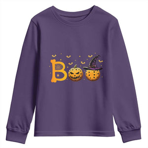Halloween Pickleball Youth Sweatshirt Boo Pickle Ball Witch Pumpkin TS09 Purple Print Your Wear