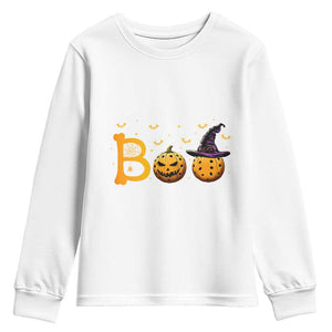 Halloween Pickleball Youth Sweatshirt Boo Pickle Ball Witch Pumpkin TS09 White Print Your Wear
