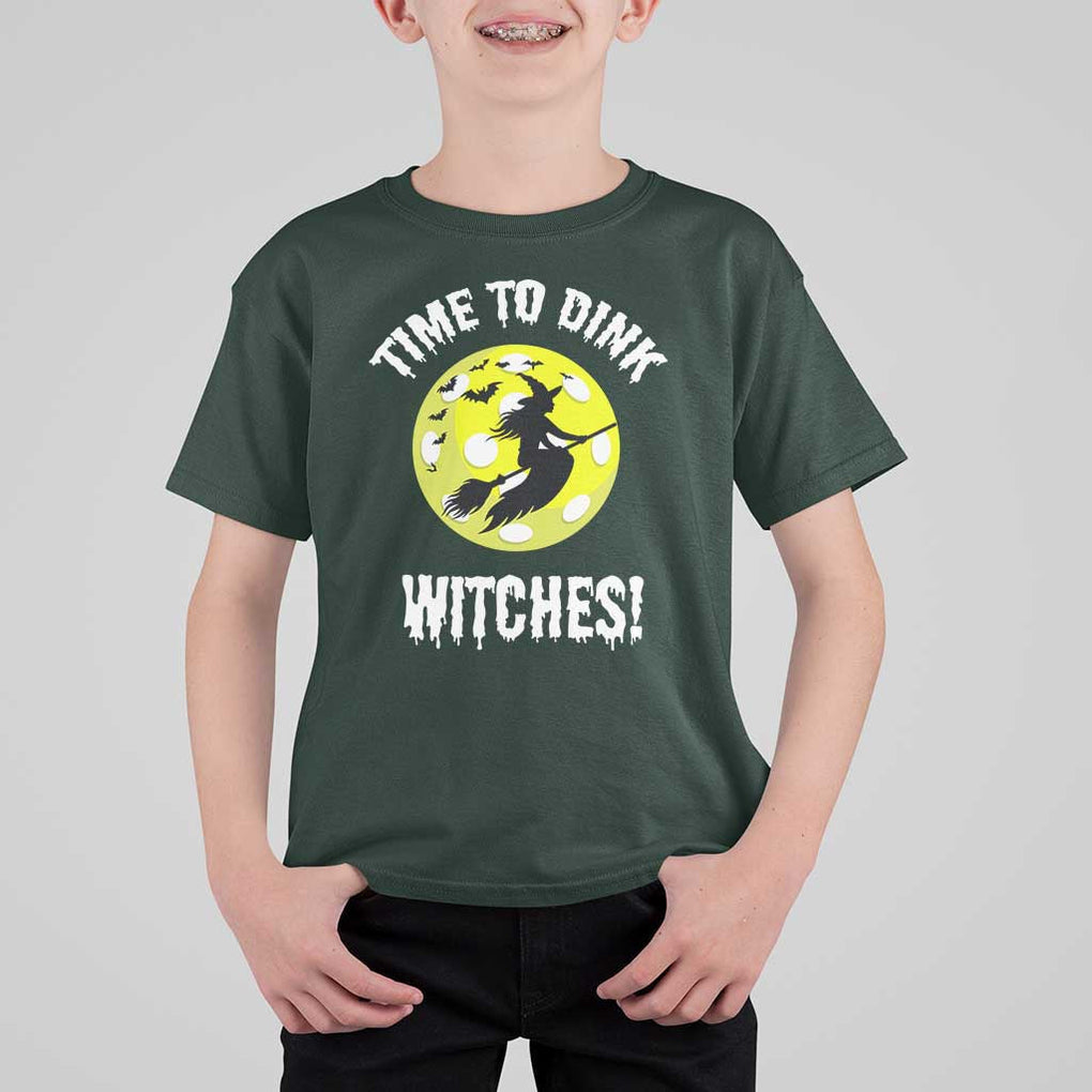 Halloween Pickleball T Shirt For Kid Time To Dink Witches TS09 Dark Forest Green Print Your Wear