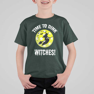 Halloween Pickleball T Shirt For Kid Time To Dink Witches TS09 Dark Forest Green Print Your Wear