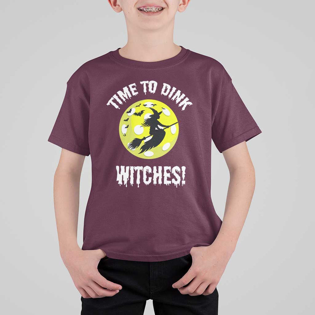 Halloween Pickleball T Shirt For Kid Time To Dink Witches TS09 Maroon Print Your Wear