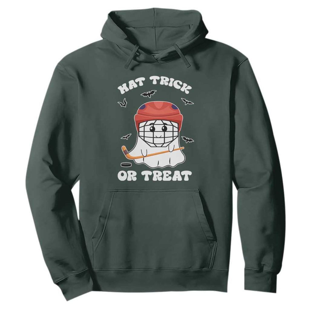 Halloween Hockey Hoodie Hat Trick Or Treat Ghost Player TS09 Dark Forest Green Print Your Wear