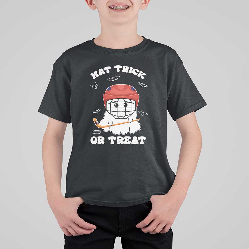 Halloween Hockey T Shirt For Kid Hat Trick Or Treat Ghost Player TS09 Black Print Your Wear