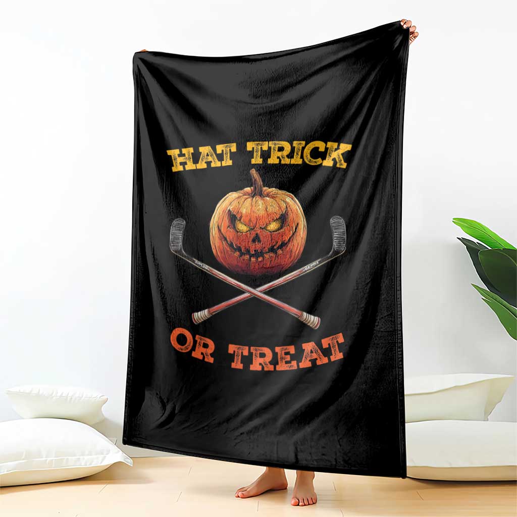 Halloween Hockey Throw Blanket Hat Trick Or Treat Pumpkin Player TS09 Print Your Wear