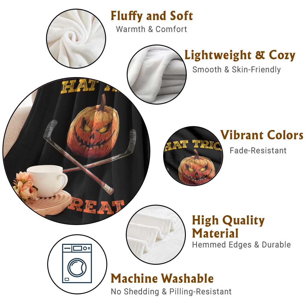 Halloween Hockey Throw Blanket Hat Trick Or Treat Pumpkin Player TS09 Print Your Wear