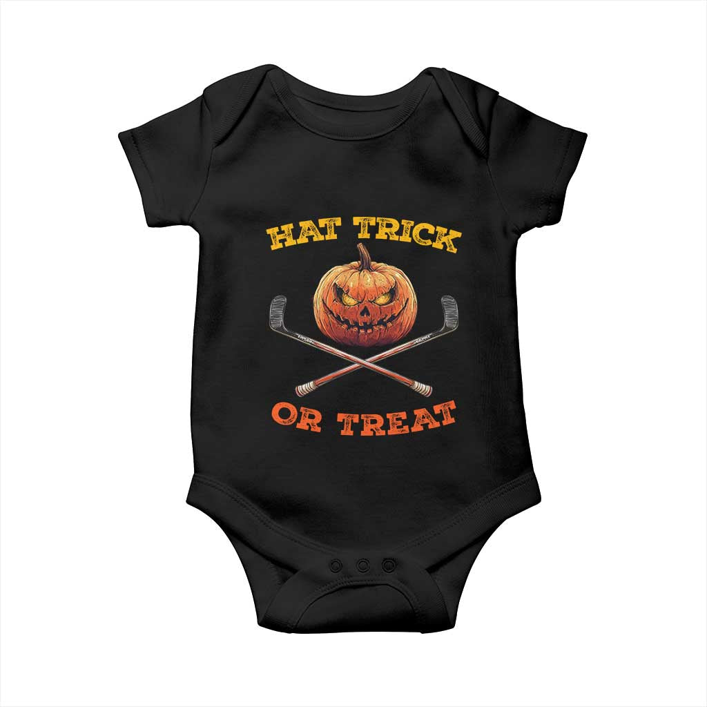 Halloween Hockey Baby Onesie Hat Trick Or Treat Pumpkin Player TS09 Black Print Your Wear